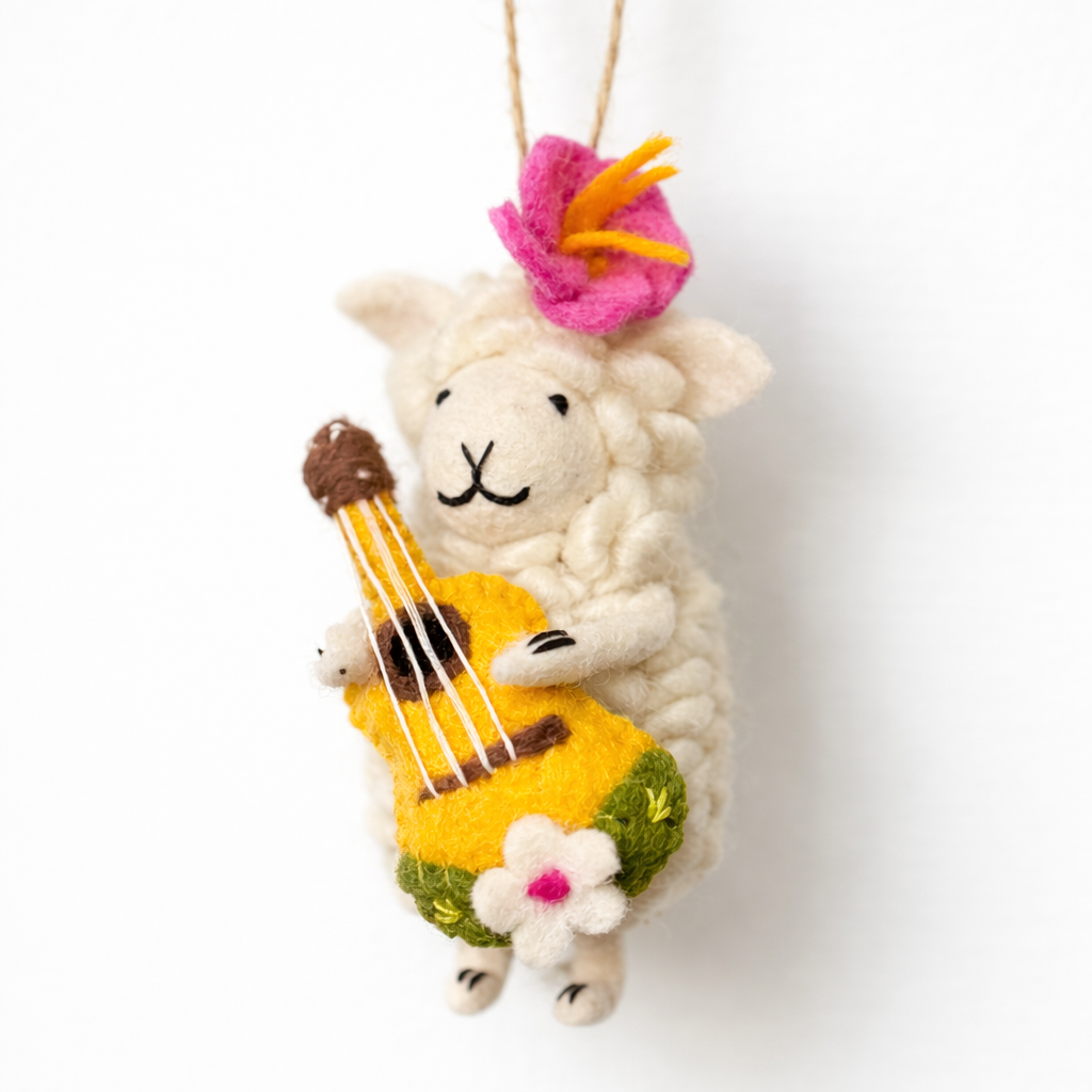 Hula Sheep Ornament with Ukulele
