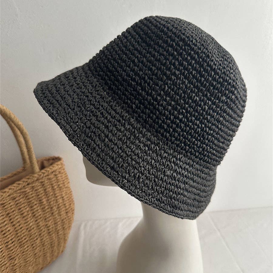 Minimalist Foldable Raffia Straw Bucket Hat MK2RTK6W6HAT181
