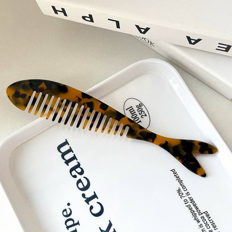 Chic Fish Shape Marble Acetate Portable Hair Combs MK2PPM6CT5CB54