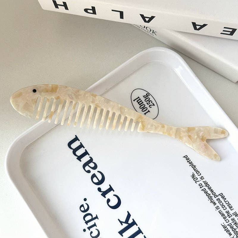 Chic Fish Shape Marble Acetate Portable Hair Combs MK2PPM6CT5CB54
