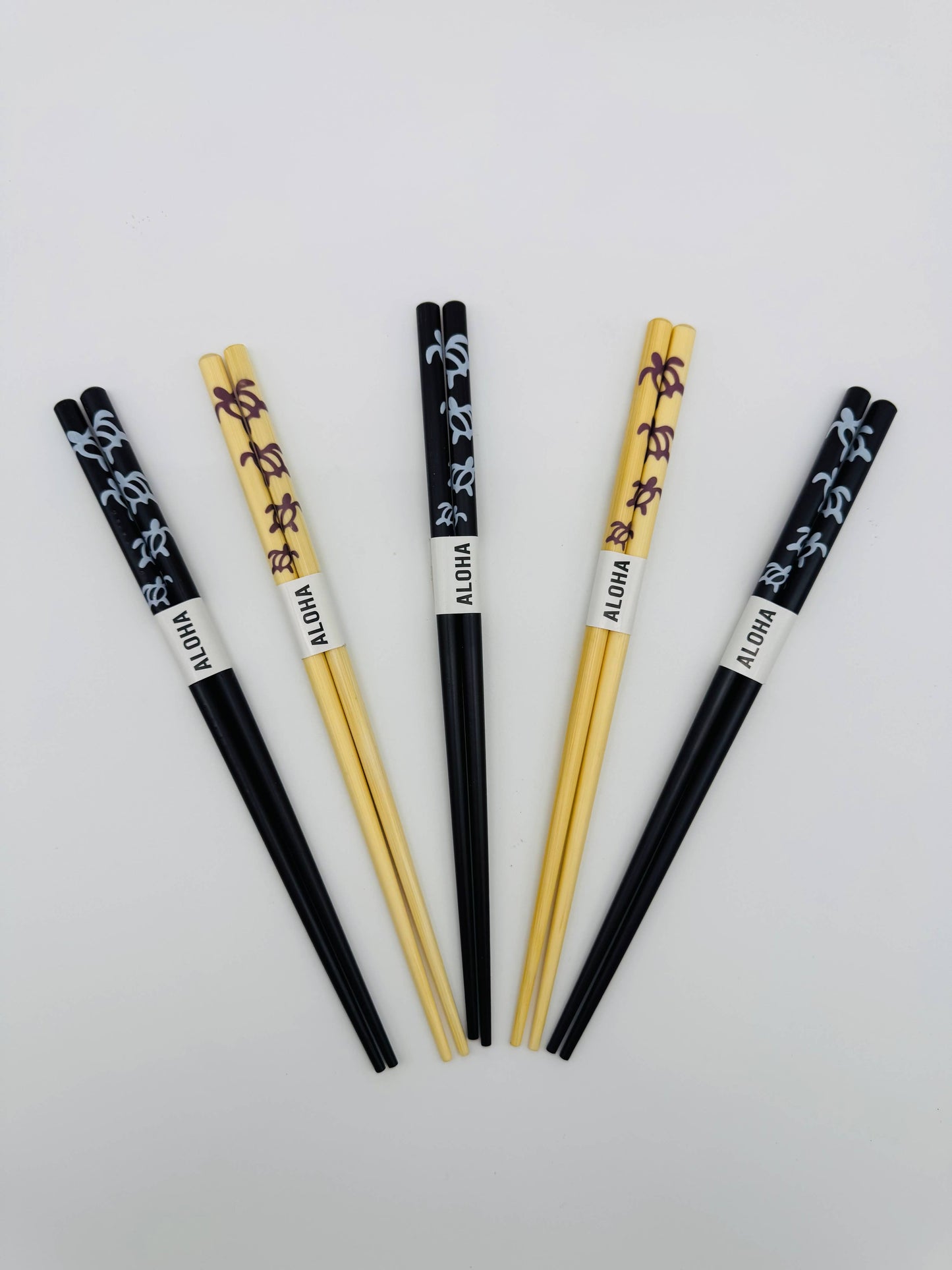 Reusable Bamboo Chopsticks "Honu" (5 Pairs) Turtles