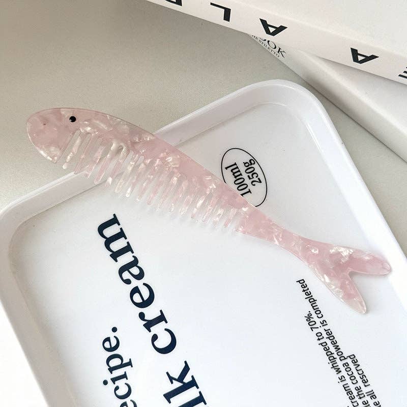 Chic Fish Shape Marble Acetate Portable Hair Combs MK2PPM6CT5CB54
