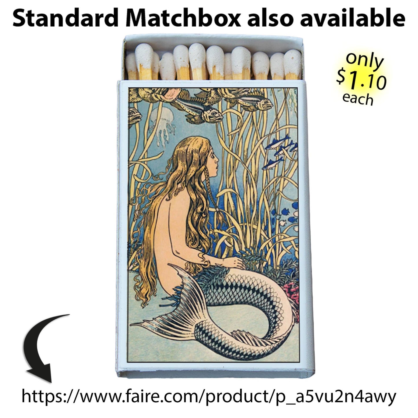 Matches • Fantasy Mermaid Wooden Matchbox • Candle Accessory