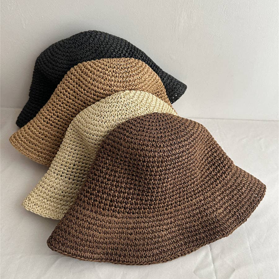 Minimalist Foldable Raffia Straw Bucket Hat MK2RTK6W6HAT181