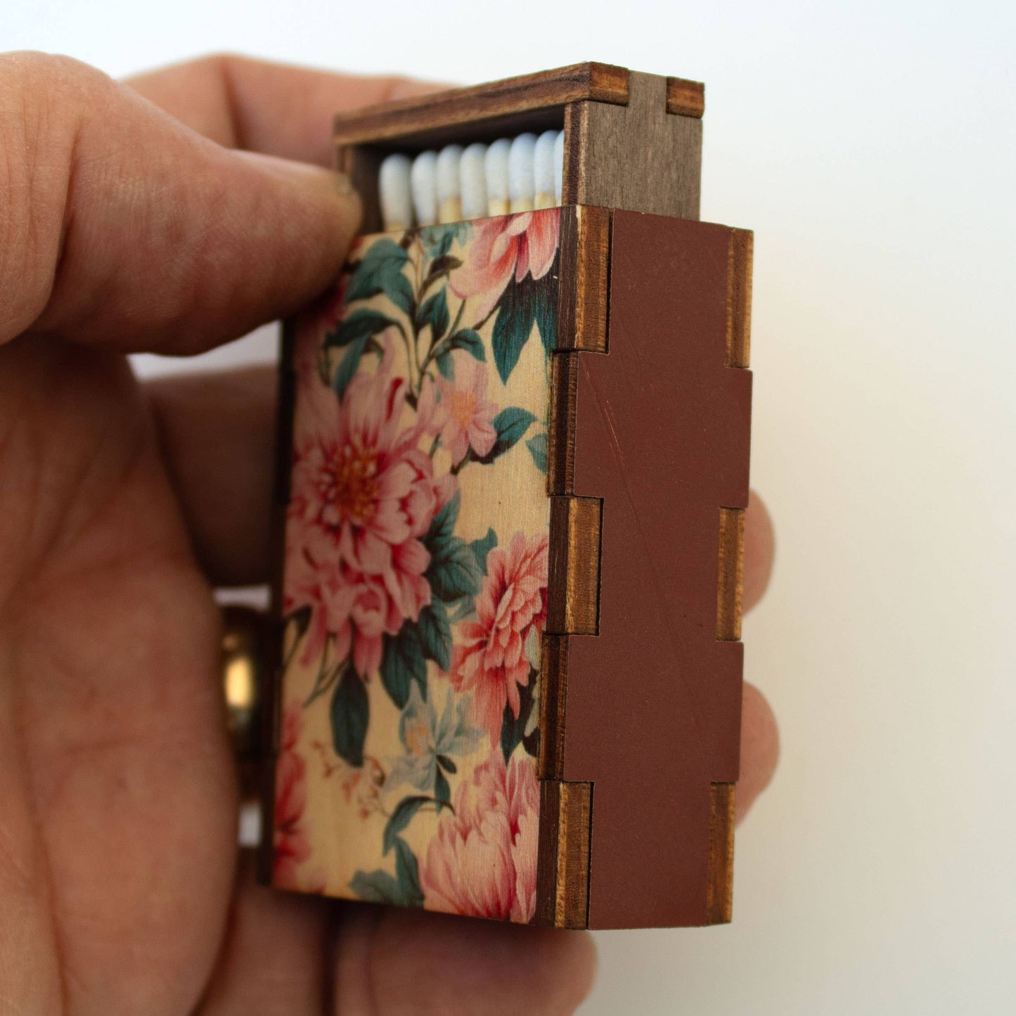 Matches • Flowers Pink Wooden Matchbox • Candle Accessory