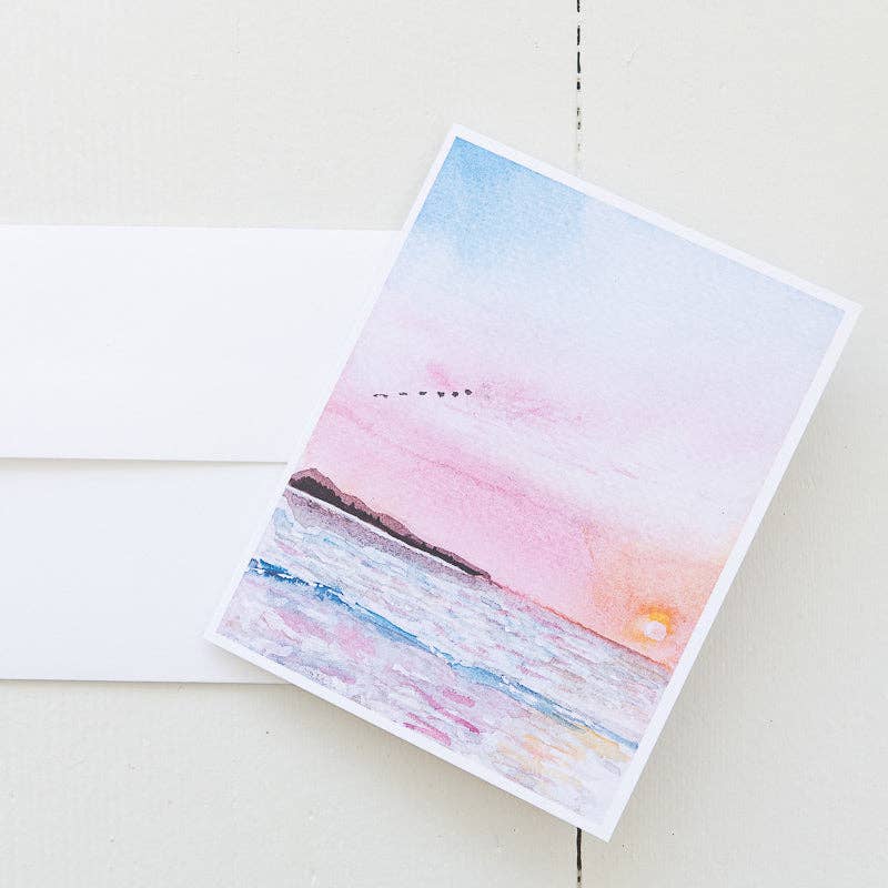 Sunset Scene Watercolor Note Card (Single Note Card)