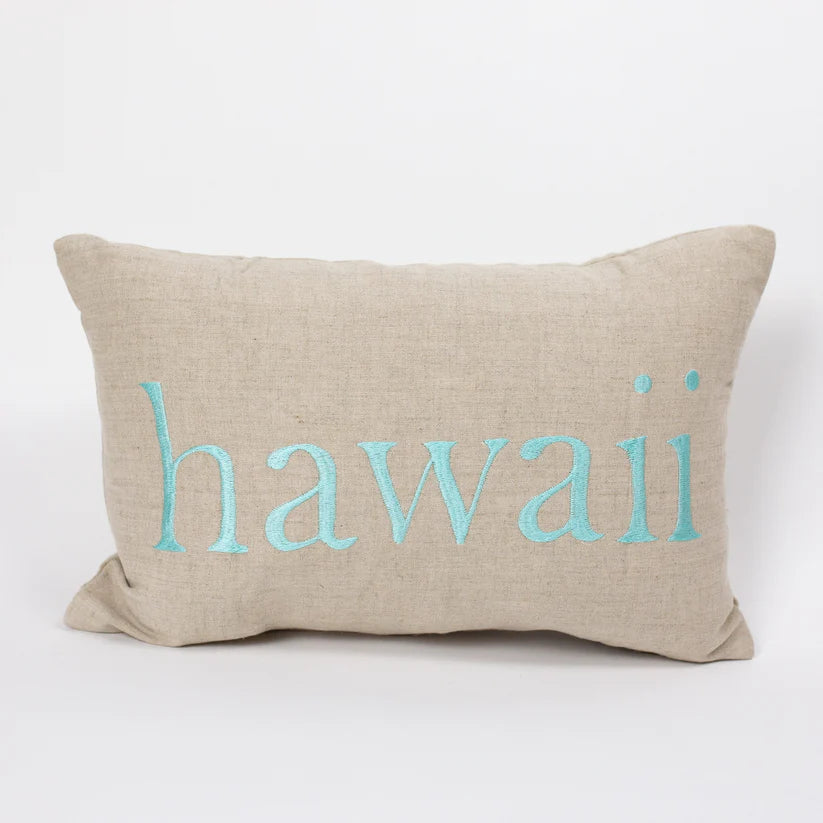 Square Hawaii | Aloha Embroidered Reverse Text Pillow Cover