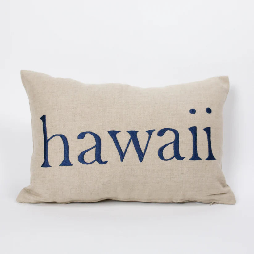 Square Hawaii | Aloha Embroidered Reverse Text Pillow Cover