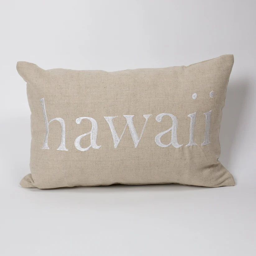 Square Hawaii | Aloha Embroidered Reverse Text Pillow Cover