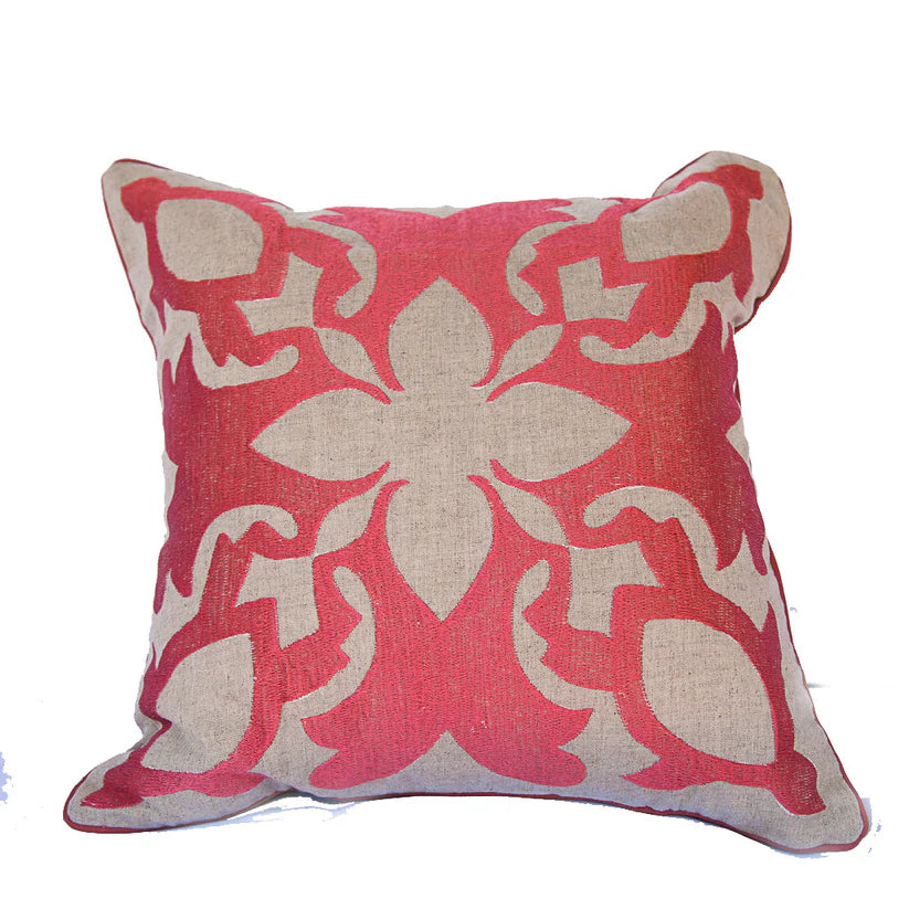 Maka Sea Embroidered Square Linen Pillow | Lanikai Collection | Sea Turtle