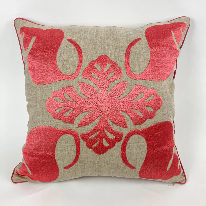 Maka Sea Embroidered Square Linen Pillow | Lanikai Collection | Turbo Shell