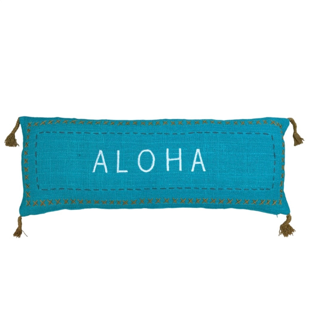 Maka Sea Textured Weave Lumbar Pillow | ALOHA
