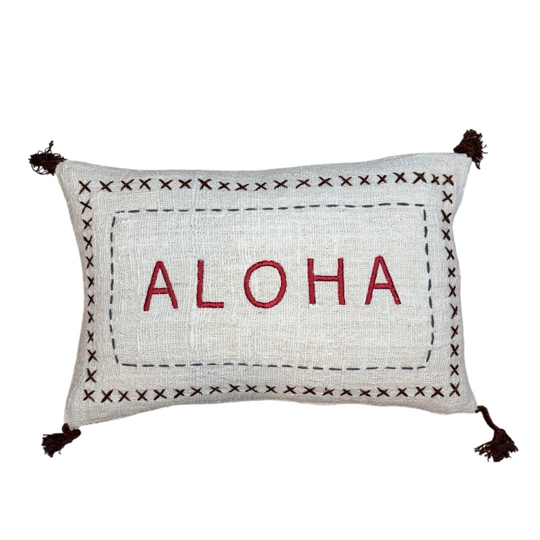 Maka Sea Textured Weave Lumbar Pillow | ALOHA