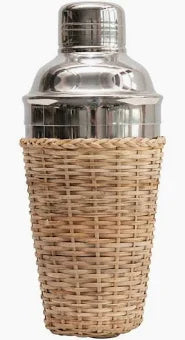 Cocktail Shaker w/Rattan Sleeve-17 oz.