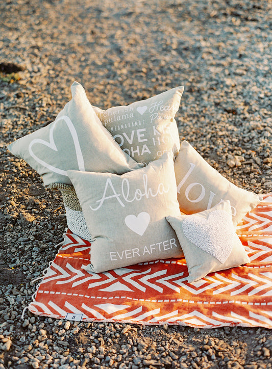 Maka Sea Screen-printed Linen Square Pillow | Wedding Collection