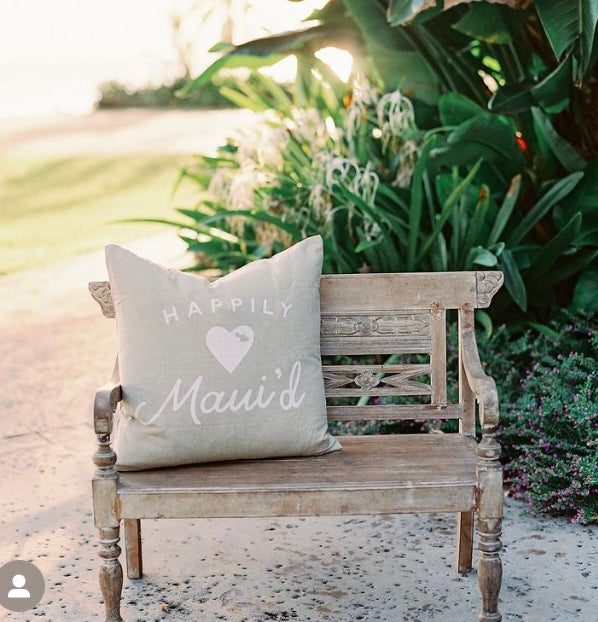 Maka Sea Screen-printed Linen Square Pillow | Wedding Collection