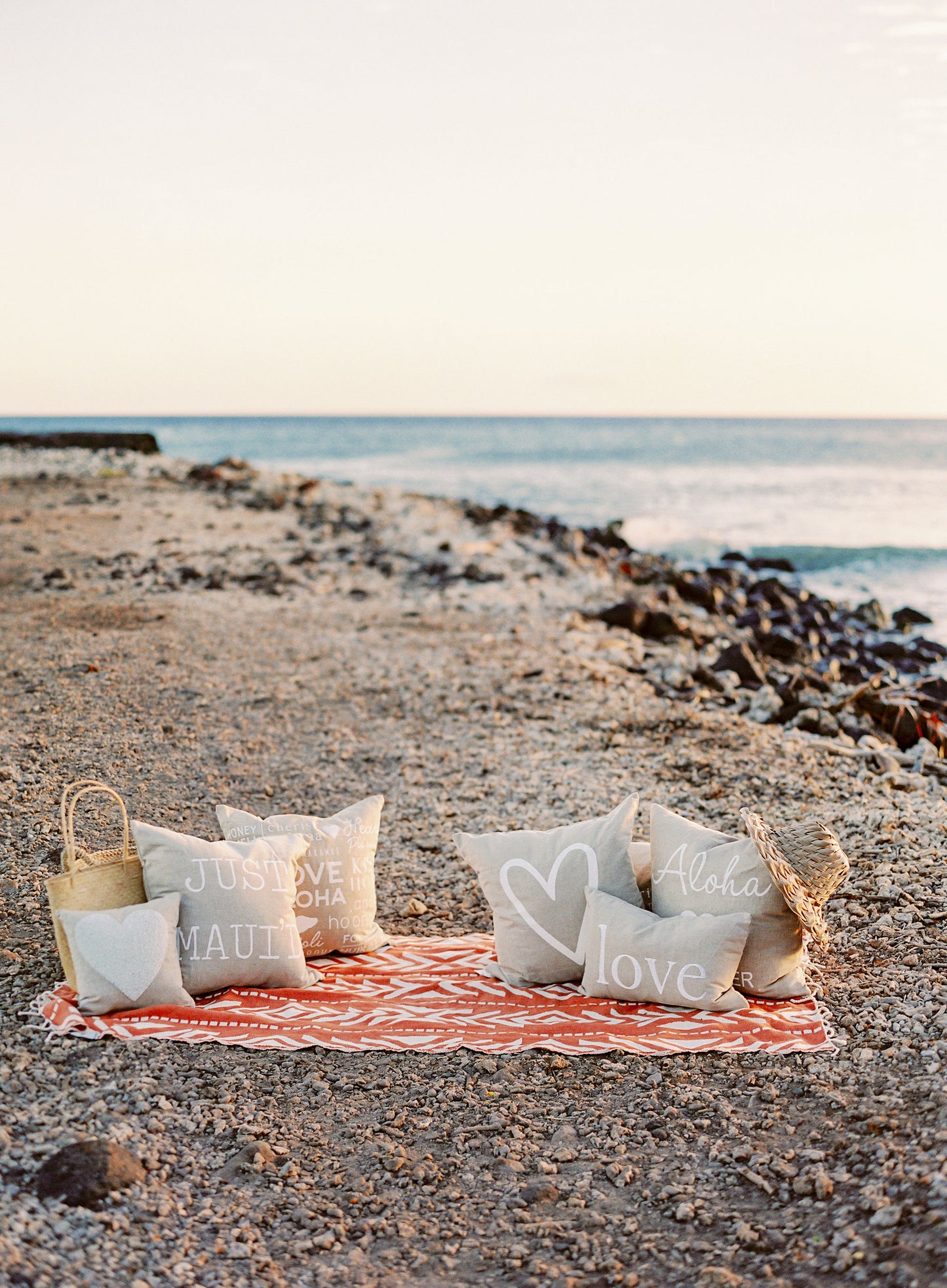 Maka Sea Screen-printed Linen Square Pillow | Wedding Collection