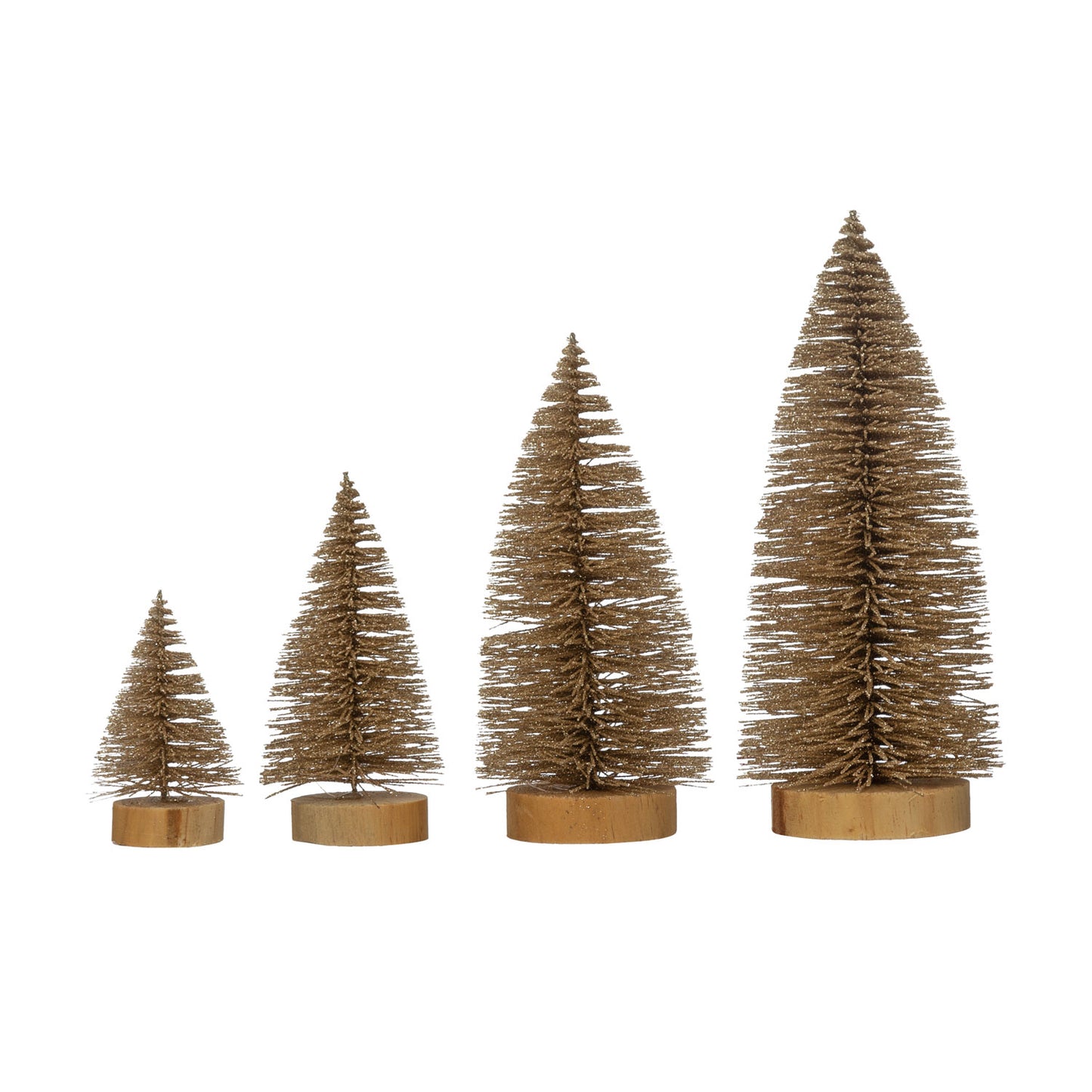 Plastic Bottle Brush Trees, Set of 4