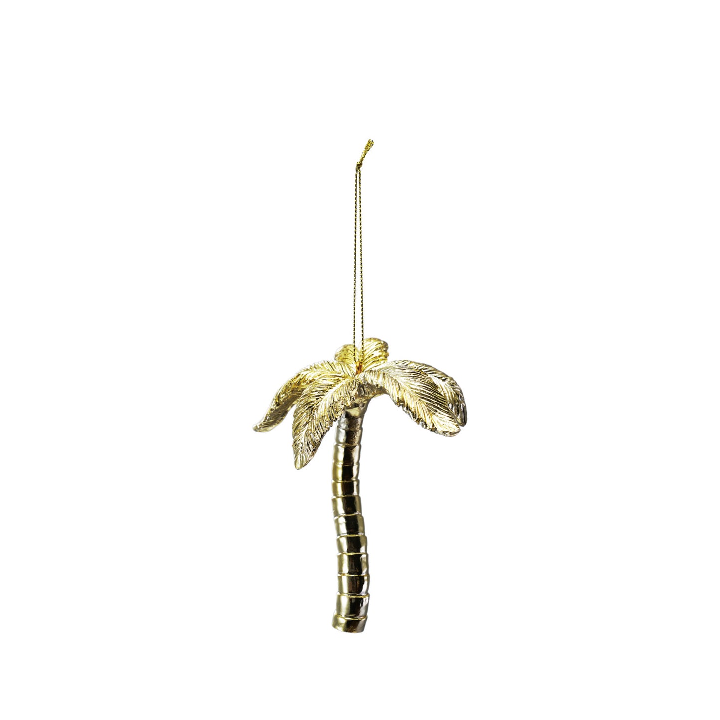 3-3/4"L x 2-3/4"W x 4-1/4"H Resin Palm Tree Ornament, Gold Finish