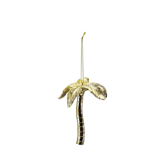 3-3/4"L x 2-3/4"W x 4-1/4"H Resin Palm Tree Ornament, Gold Finish
